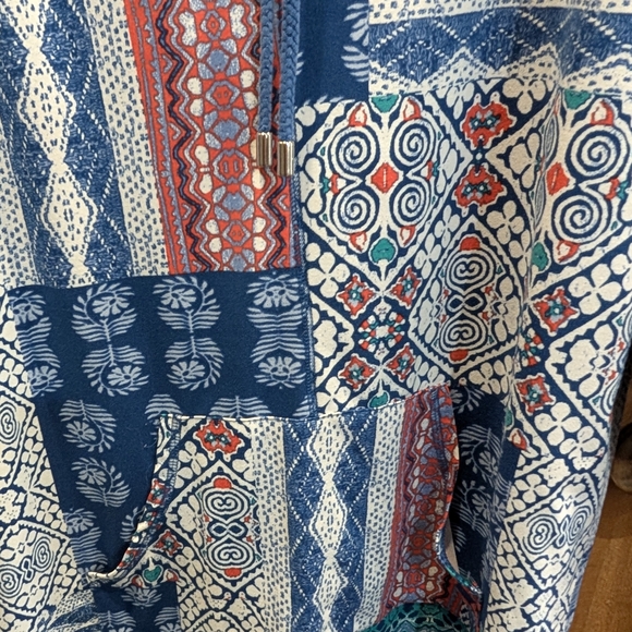 Ruby Rd. Blue and Red Patchwork Blouse - Picture 3 of 6